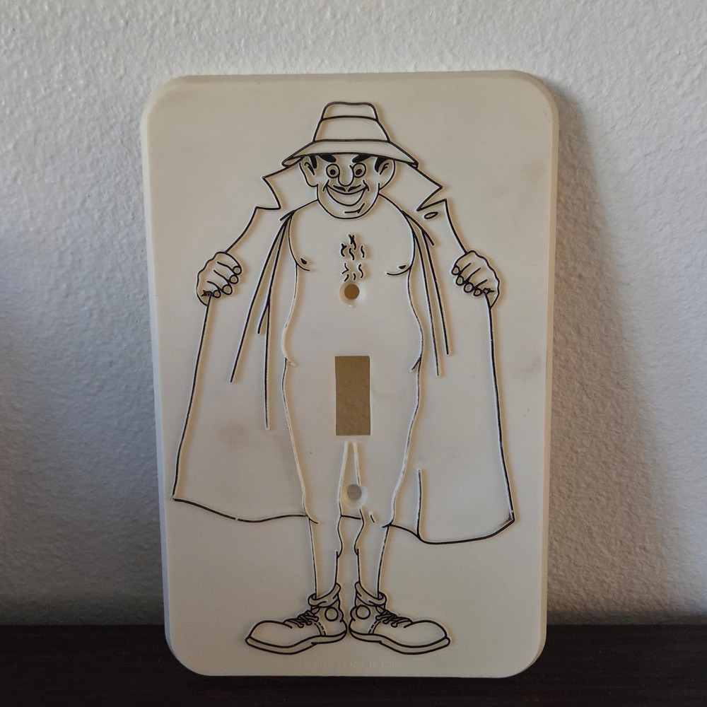 Flash-It Corp Light Switch Plate Off-White Vintage 1970 Flasher Novelty